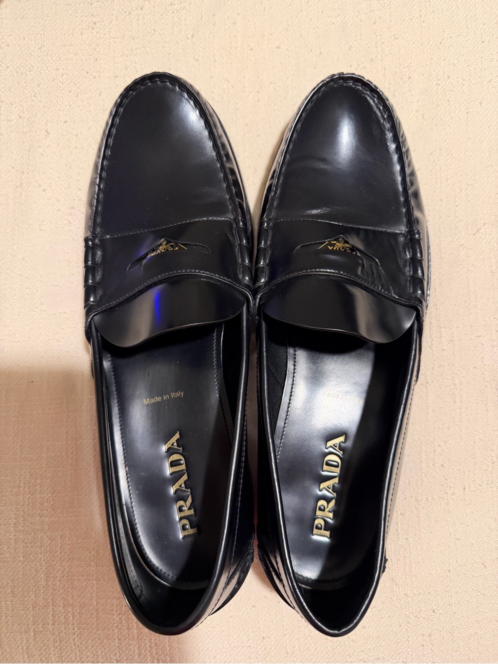 Prada Men’s Brushed Leather Loafers - Black | Never Worn